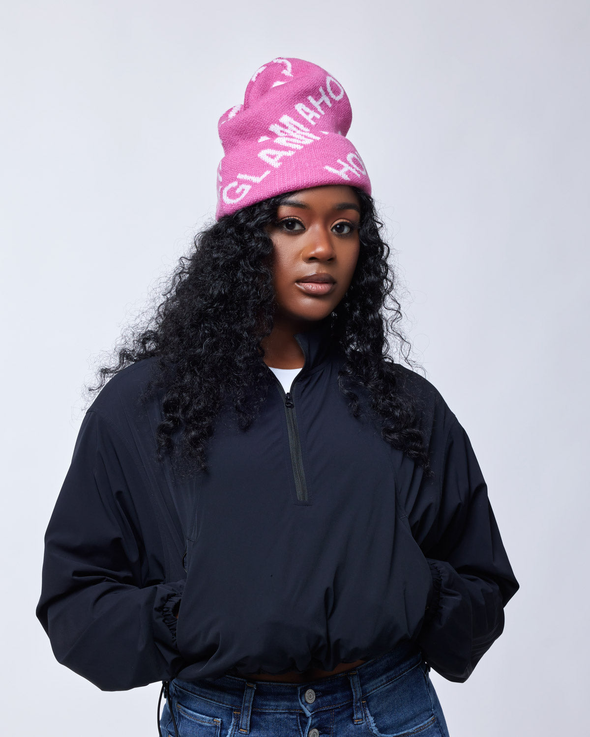 MONOGRAM BEANIE - Hot Pink Knit Winter Hat for Women & Men - Soft & Warm Unisex Beanie - Perfect for Skiing, Snowboarding & Outdoor Activities