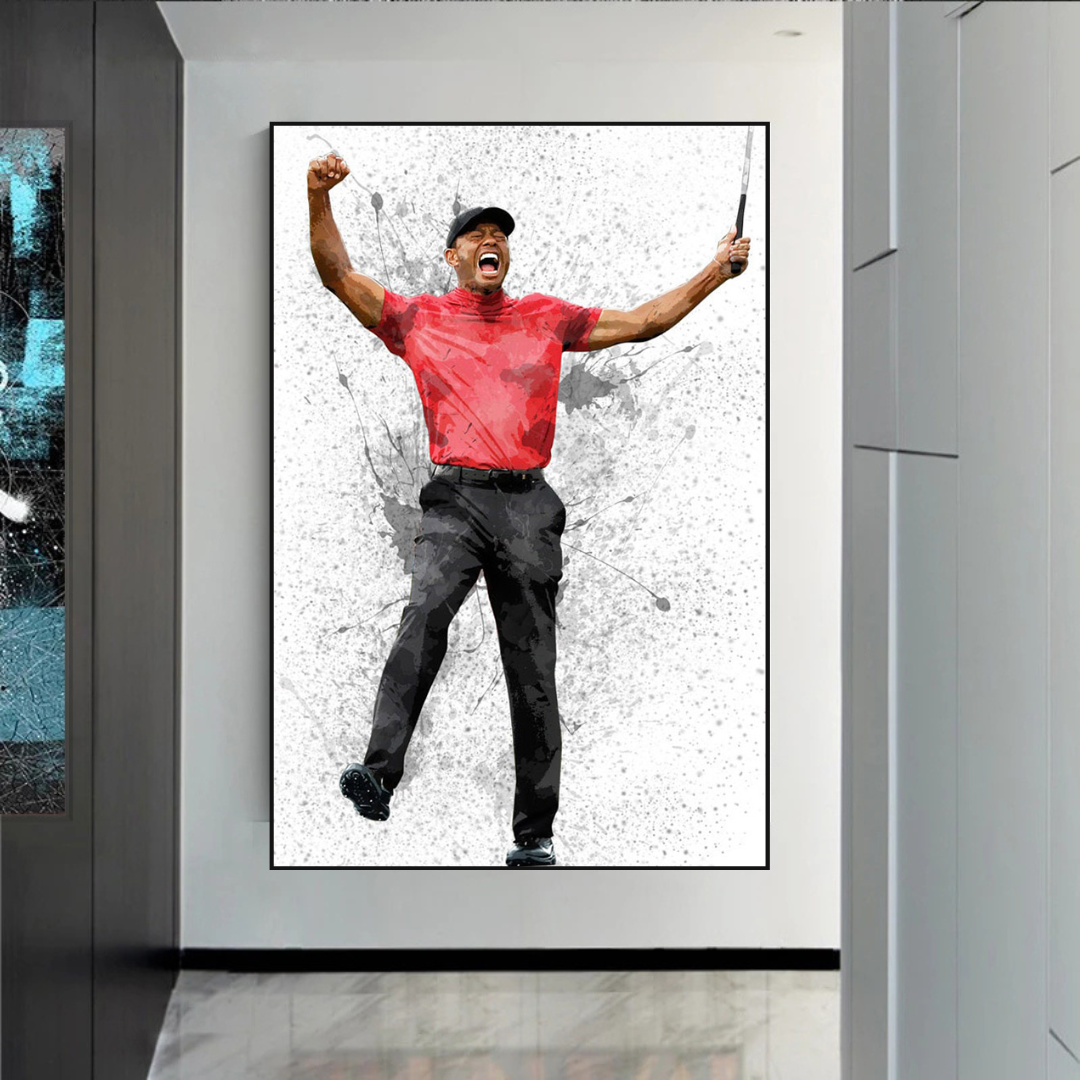 Tiger Woods Canvas Wall Art - Premium Golf Decor for Fans & Enthusiasts | Perfect for Home, Office & Man Cave Decorations