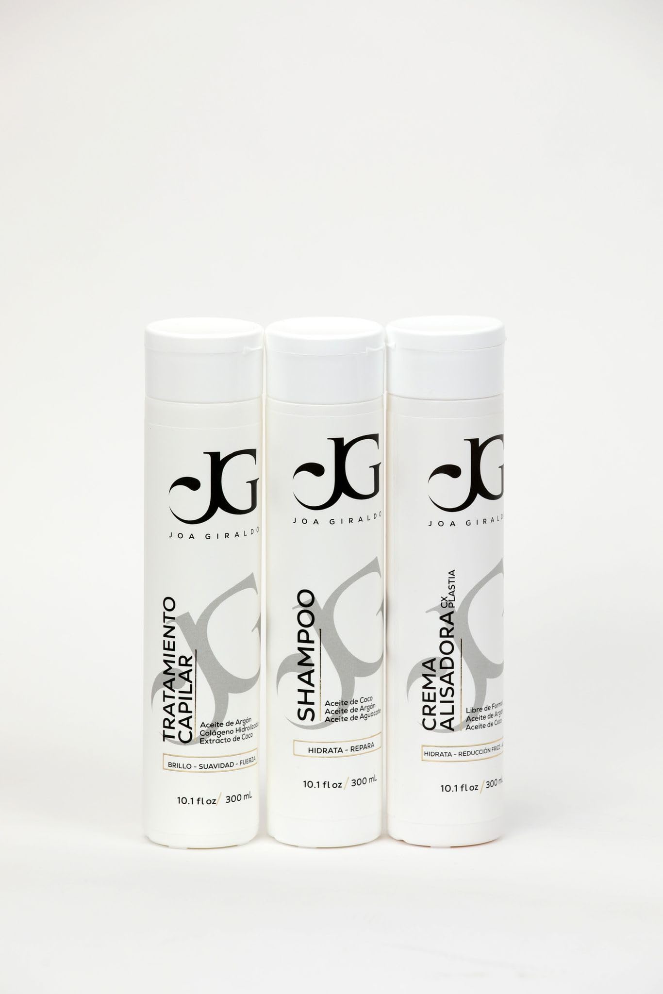 Joa Giraldo Anti-Frizz Hair Care Set - 300oz Smoothing Shampoo, Conditioner & Leave-In Treatment for Frizzy Hair - Salon Quality Hair Straightening Kit for Daily Use at Home or Travel