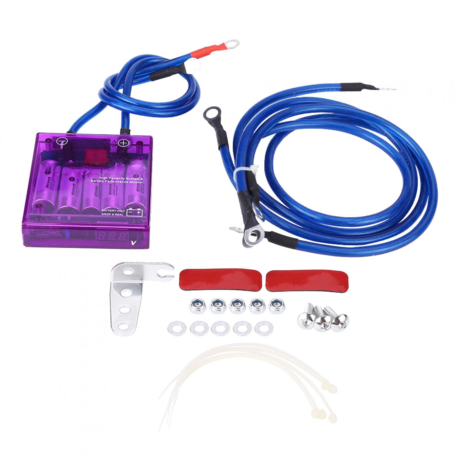 Universal Fuel Saver & Voltage Stabilizer Kit with 3 Ground Cables - Car & Truck Engine Performance Booster, MPG Improver (Purple) | Reduce Fuel Consumption & Enhance Electrical Stability for Sedans, SUVs, Pickups