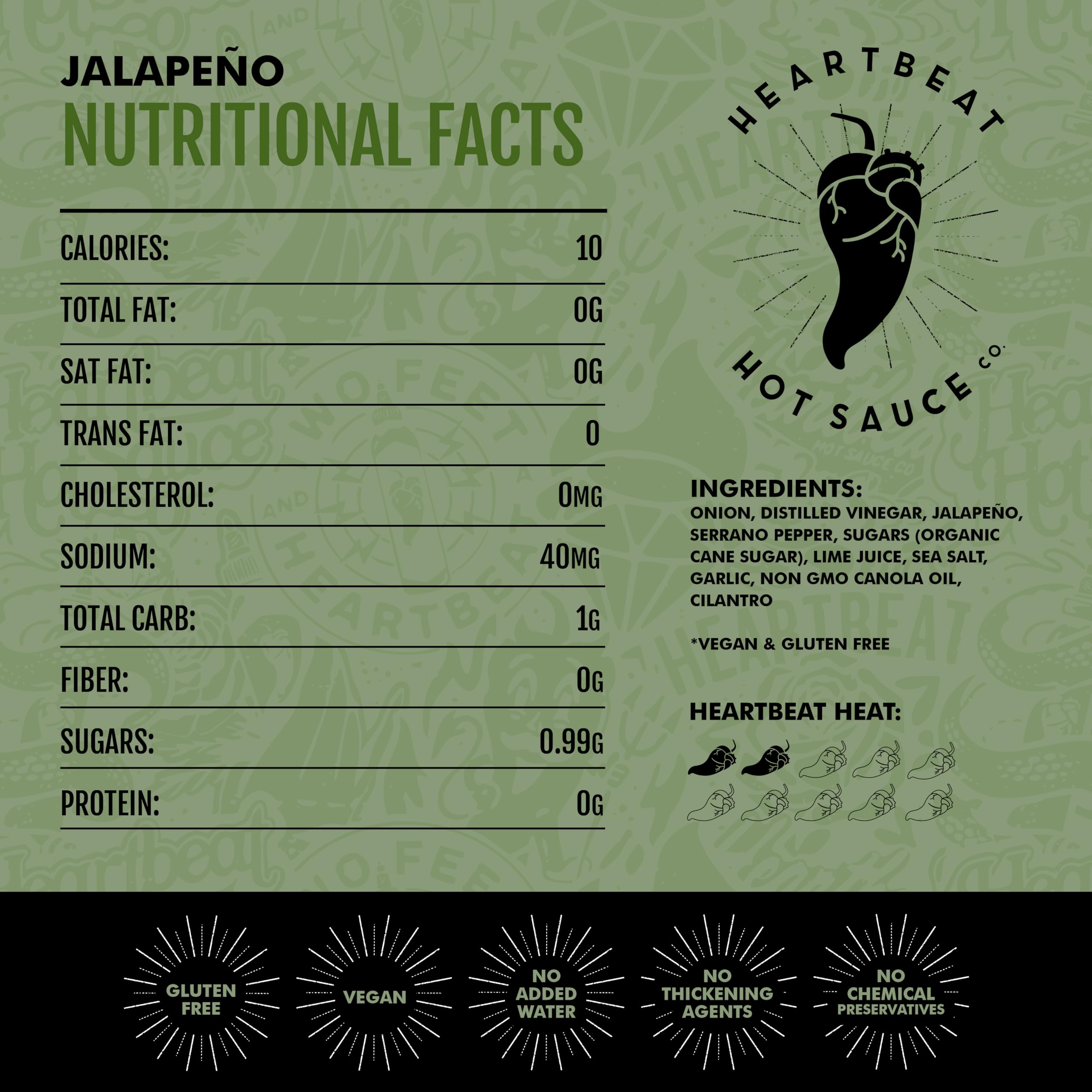 Heartbeat Hot Sauce Co. | Jalapeno Hot Sauce - 6 oz Bottles (3-Pack) | Perfect for Tacos, Wings & Bloody Marys