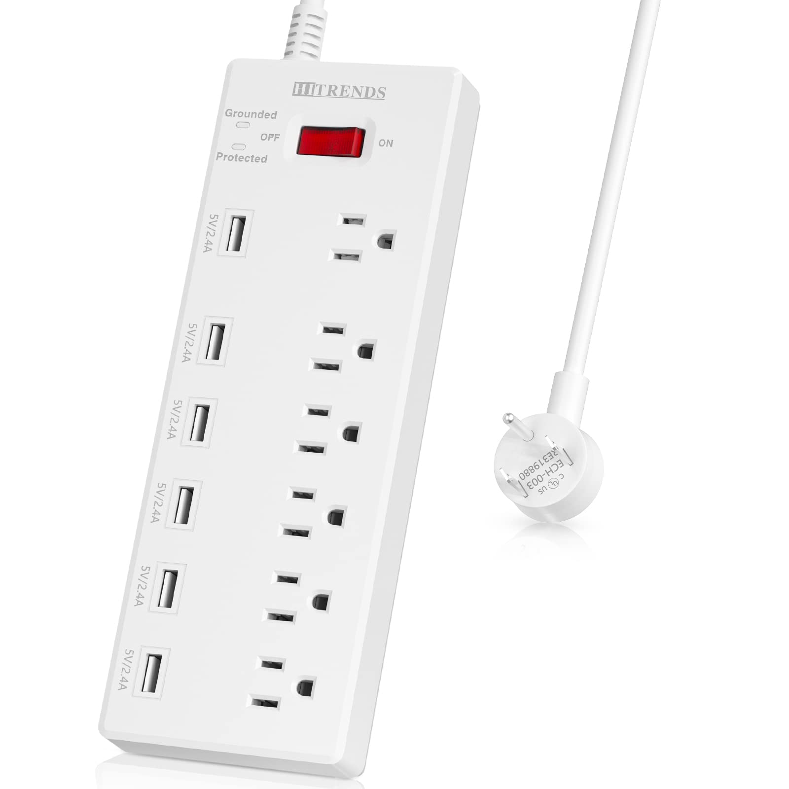 6-Outlet Surge Protector with 6 USB Ports & Digital Timer - 110V Power Strip with Countdown & 7-Day Programmable Outlet for Home, Office, Gaming Setup & Electronics Charging Station