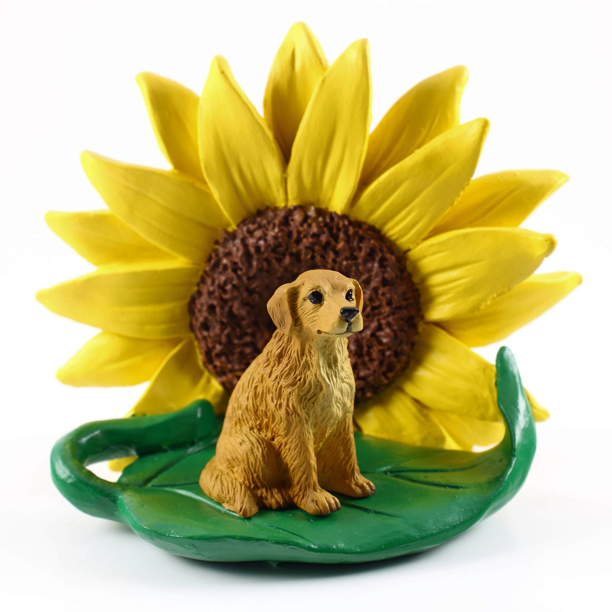 Realistic Hand-Painted Golden Retriever Figurine with Sunflower - Home & Office Decor, Gift for Dog Lovers, Perfect for Spring Showers, Summer Nurseries, and Desk Decorations