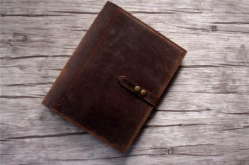 Premium Custom Brown Leather 3-Ring Binder Portfolio Case - Professional Document Organizer for Business Meetings, School Presentations & Office Use