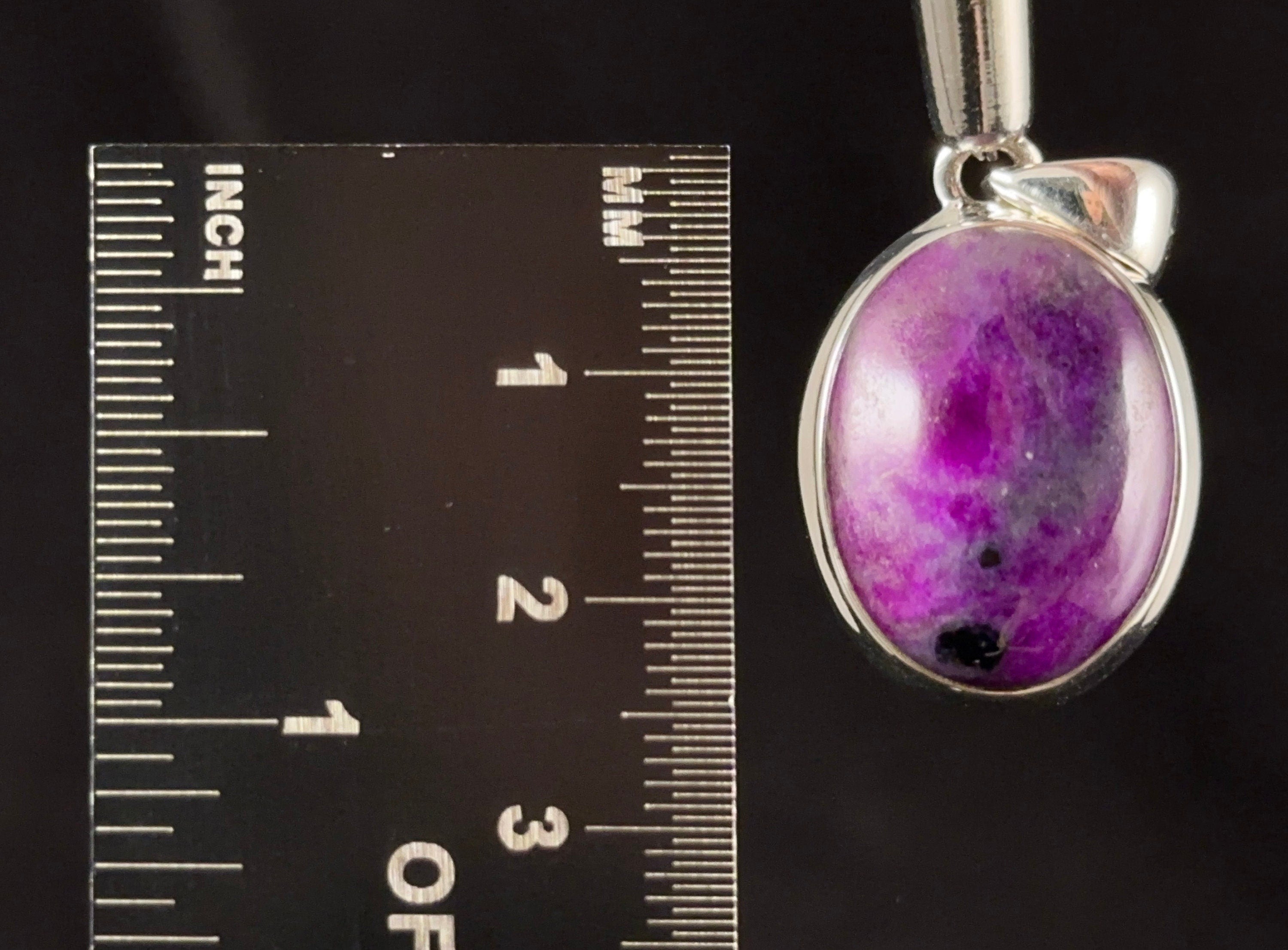 Genuine Sugilite Crystal Pendant Necklace - Sterling Silver Oval Cabochon Healing Stone Jewelry for Women | Spiritual Healing, Chakra Balancing & Meditation Accessory