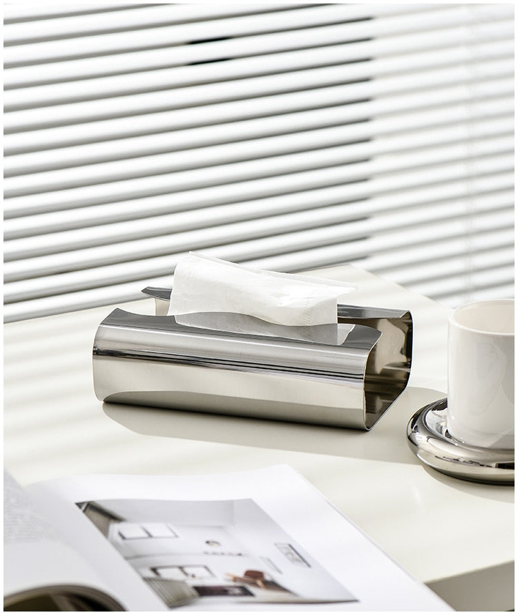 Stainless Steel Tissue Box Holder - Elegant and Durable Range Wave Design for Home & Office Decor | Perfect for Living Room, Bathroom, or Desk Organization