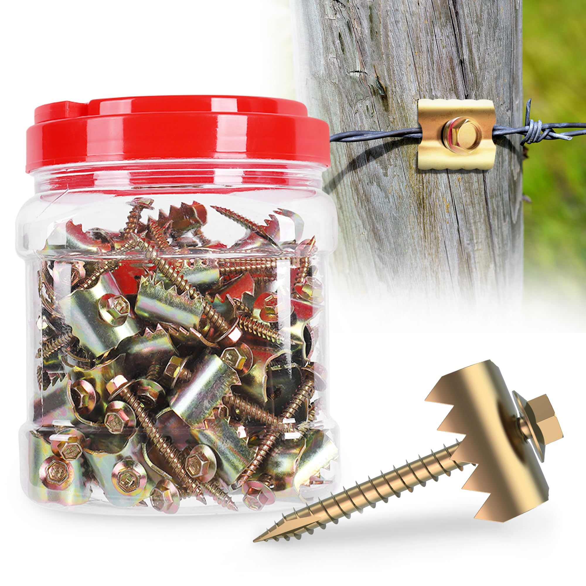 300 Pcs 2'' Heavy Duty Fence Staples - Reusable Galvanized Steel Fence Fasteners with Wire Fixer - Rustproof Fence Nails for Wire Mesh & Woven Fencing - Easy Installation with Cordless Drill - Perfect for Farm, Garden, and Livestock Enclosures