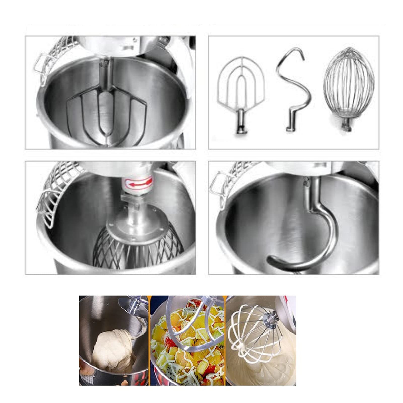 INTBUYING 15L Commercial Food Mixer - Heavy Duty Dough Kneading Machine, 304 Stainless Steel Stand Mixer with Dual-Speed & Double-Action | Perfect for Bakeries, Restaurants & Commercial Kitchens