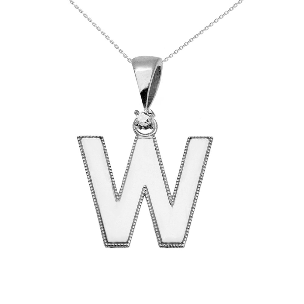 14K White Gold High Polish Milgrain Solitaire Diamond X Initial Pendant Necklace for Women - Elegant Personalized Jewelry Gift for Birthday, Anniversary & Valentine's Day