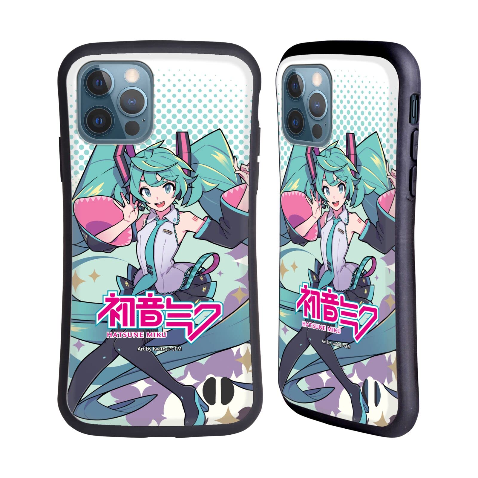 Officially Licensed Hatsune Miku Pastel Hybrid Phone Case for iPhone 12/12 Pro - Cute Anime Graphic Protective Cover for School, Work & Daily Use