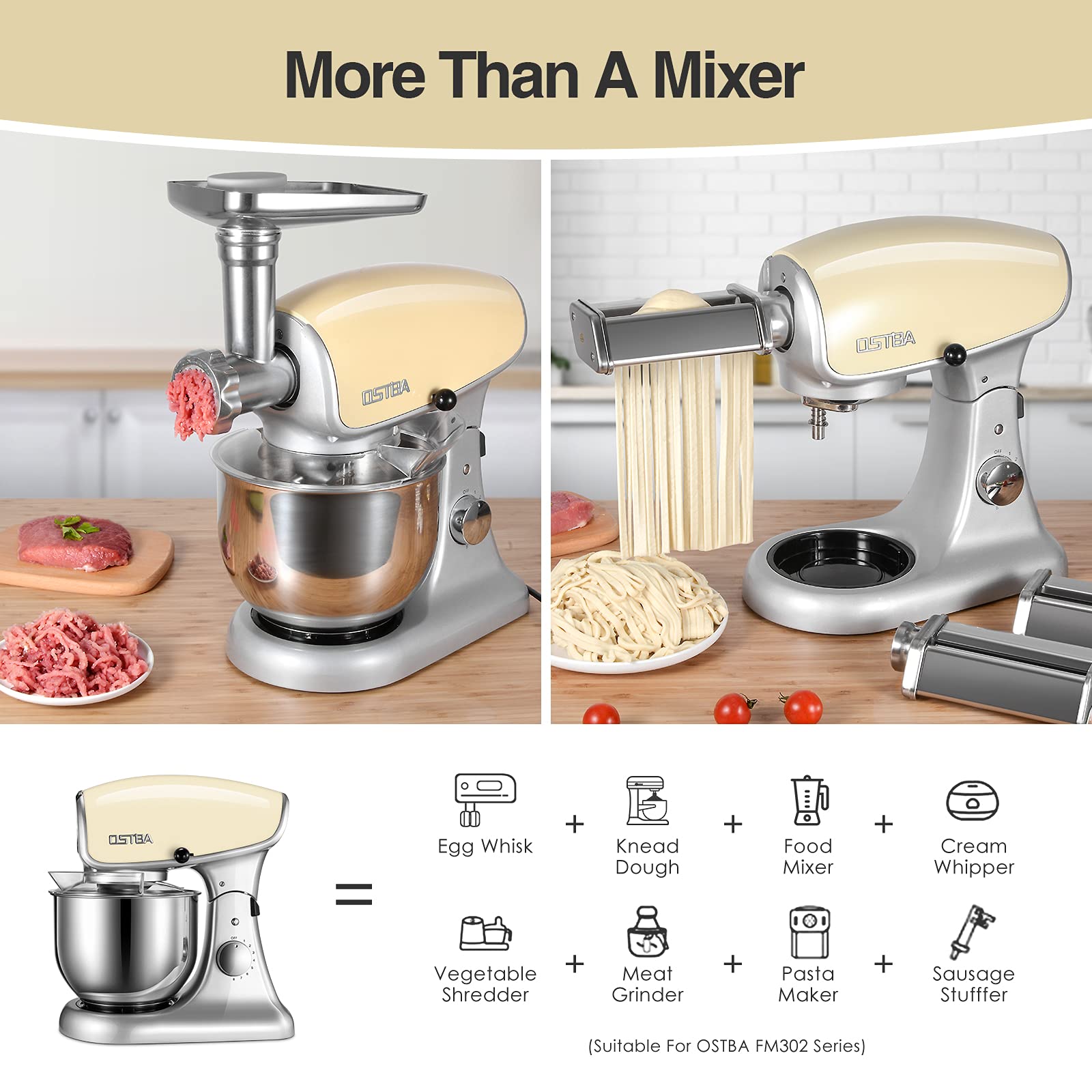 8-Speed 600W Die-Cast Stand Mixer - 5.5Qt Tilt-Head Kitchen Mixer with Stainless Steel Bowl, Dough Hook, Egg Whisk & Splash Guard - Perfect for Baking, Dough Kneading & Whipping Cream (Almond Cream Color)