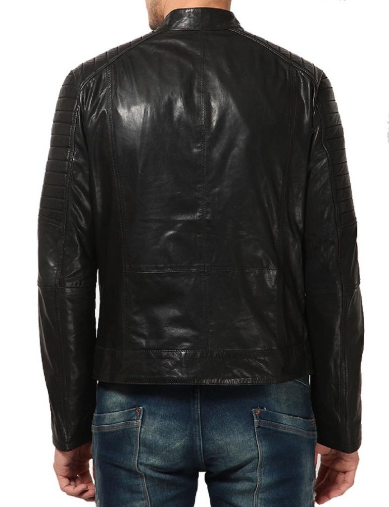 Men's Genuine Cowhide Motorcycle Leather Jacket C193 - Durable & Stylish Riding Gear for Bikers & Outdoor Enthusiasts