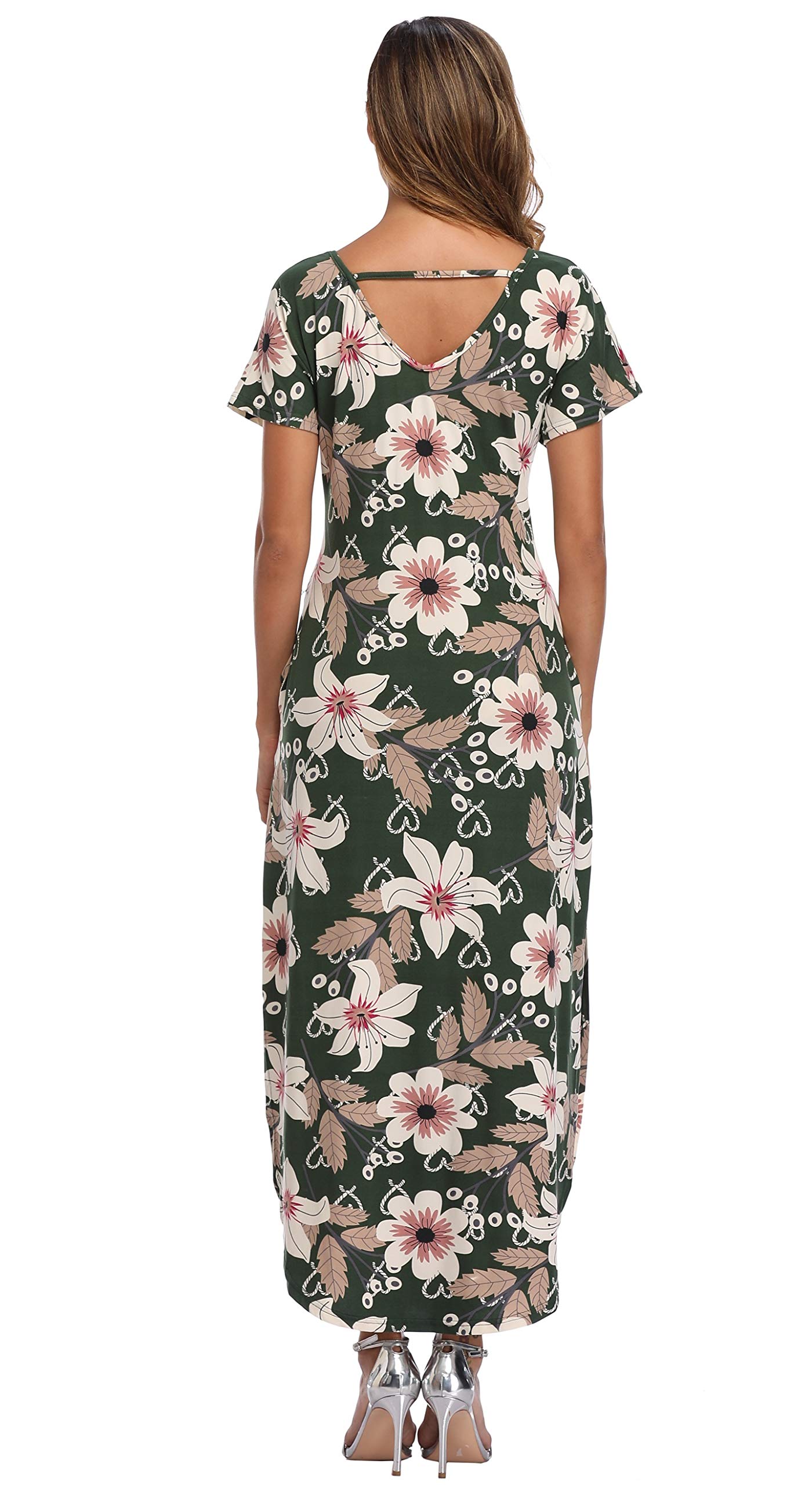Floral Print Women's Maxi Dress - Long Casual Summer Beach Party Dress with Pockets | Perfect for Vacations, Weddings & Outdoor Events