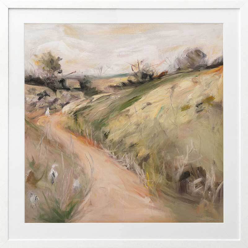 Dirt Road at Dusk Framed Art Print - Landscape Wall Decor for Living Room, Bedroom & Office - Rustic Sunset Painting for Home & Office Decor