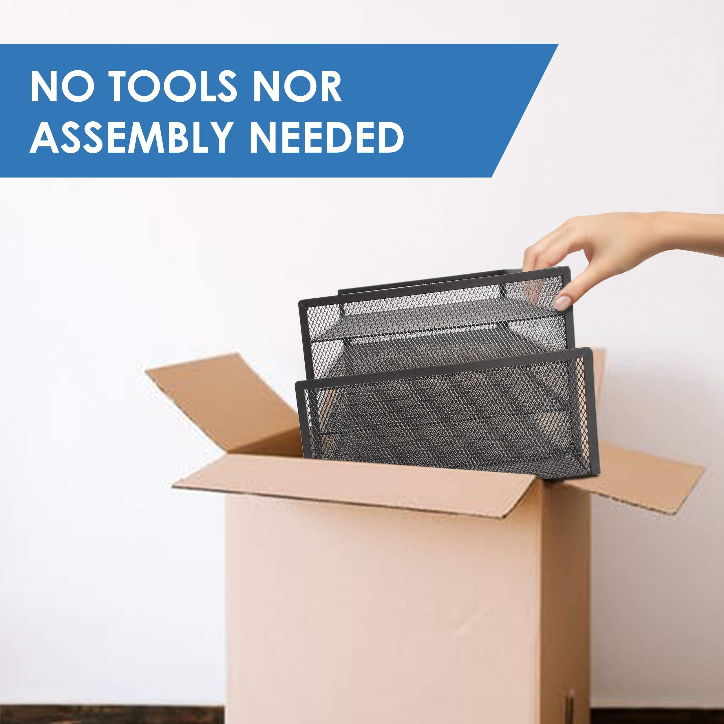 Mesh Desk File Organizer with 4 Compartments - Letter Tray for Papers, Folders, Binders & Office Supplies - Perfect for Home Office Organization & Storage (Black) - Great for Workspace, Study Desk & Office Organization