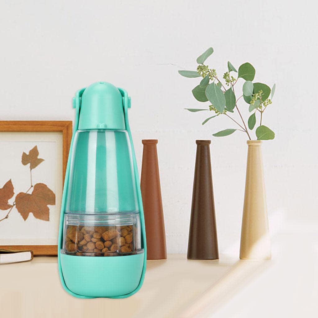 Portable Pet Water Bottle with Tray - Leak-Proof Travel Dog & Cat Water Dispenser for Hiking, Walking, Camping - Green (Ideal for Outdoor Adventures & Daily Walks)