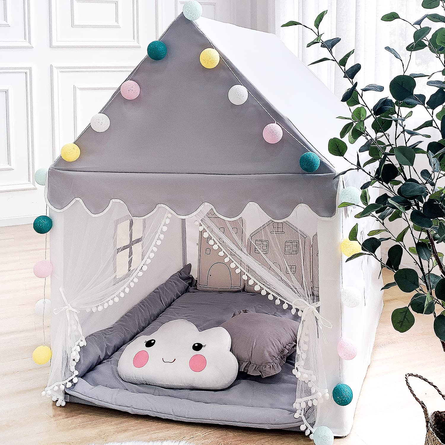 **Kids Play Tent - Large Indoor Play Castle for Boys & Girls with Star Lights - Perfect for Toddler Playhouse, Imaginative Play & Bedroom Decor**