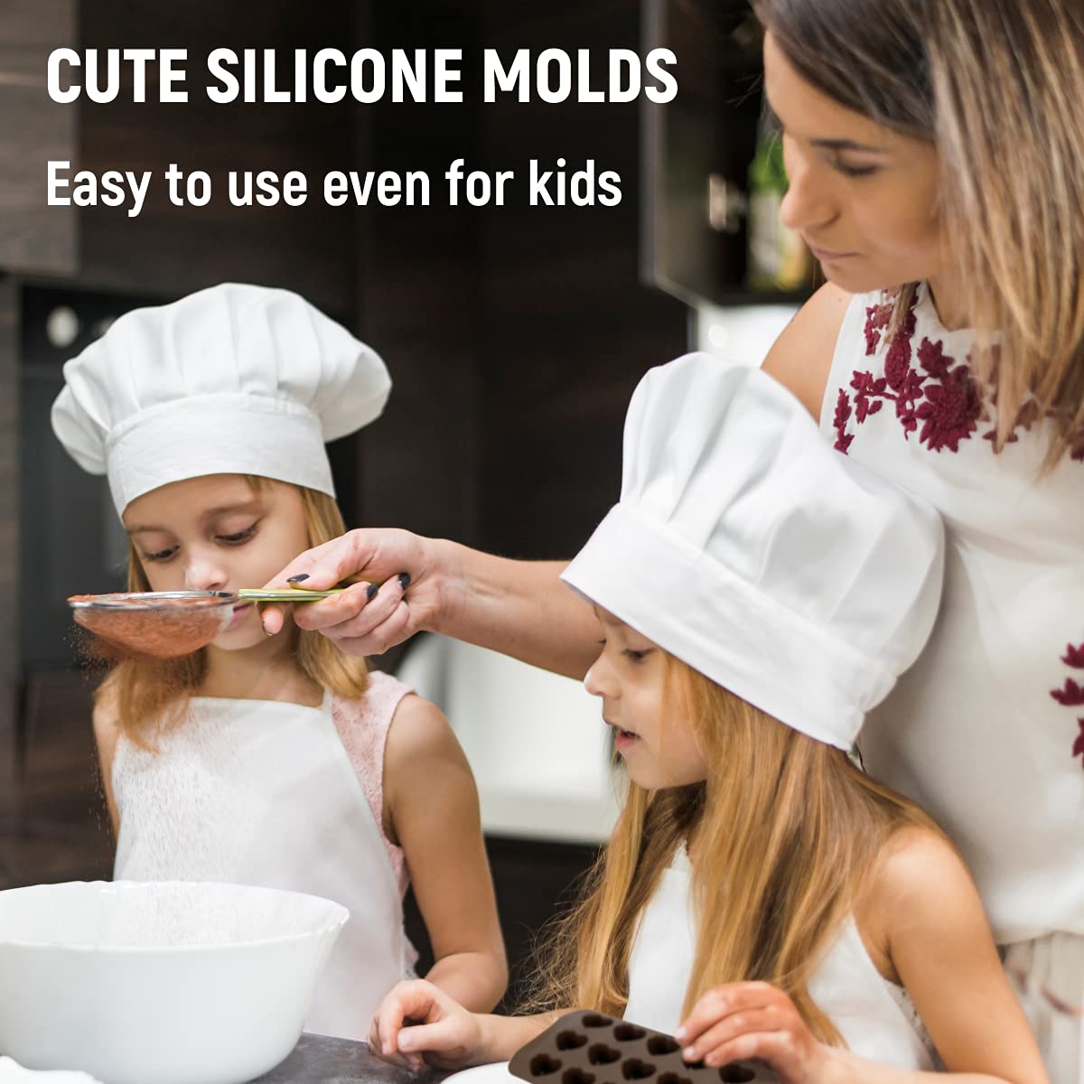 Premium Silicone Chocolate Molds Set of 6 - Non-Stick Food Grade Candy Molds for Chocolate, Jelly, Truffles, Bath Melts & Candles - Includes Free Recipes eBook - Dishwasher Safe - Perfect for Holiday Baking, DIY Gifts & Home Candy Making