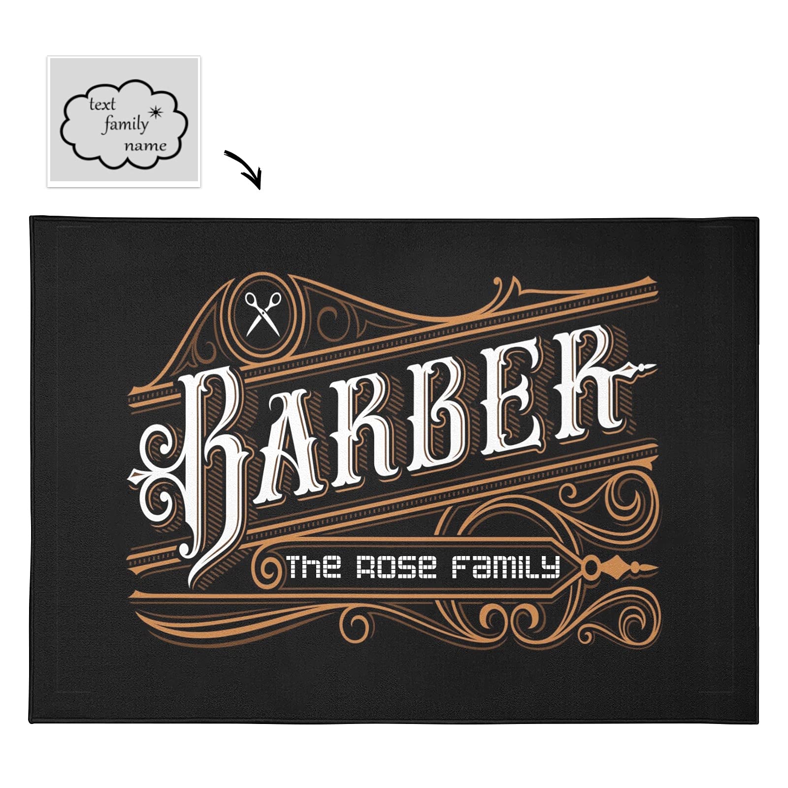 Custom Personalized Barber Shop Welcome Area Rug - Non-Slip 4'x5.2' Floor Mat for Living Room, Yoga, Bedroom, Kids Playroom & Camping | Home Decor & Salon Entrance Mat