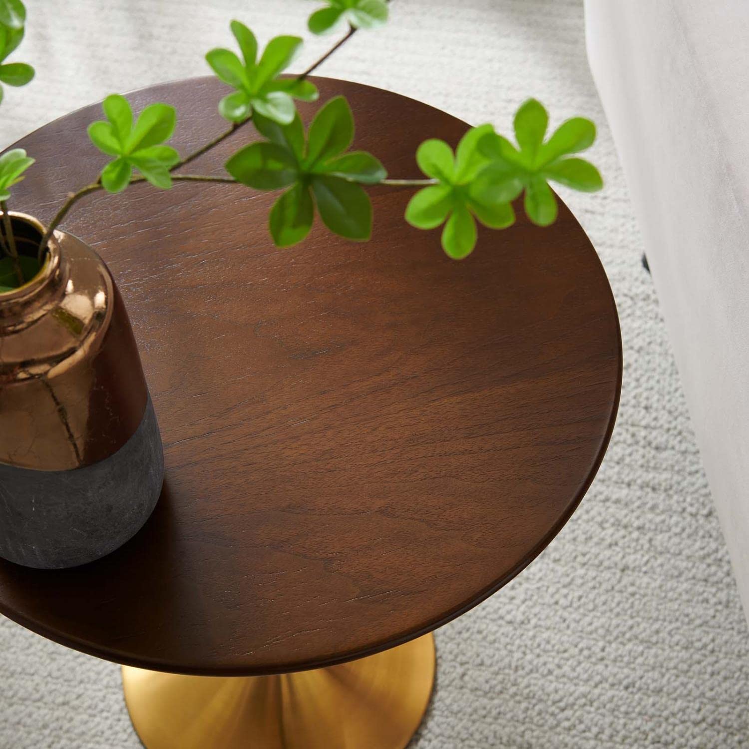 Modway Lippa Round Side Table with Gold Cherry Finish - 18