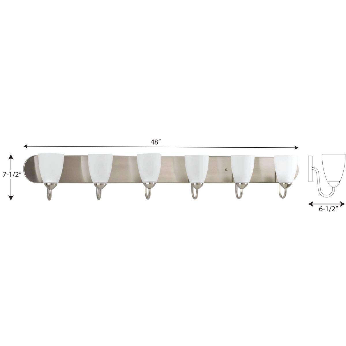 6-Light Brushed Nickel Bathroom Vanity Light with Etched Glass - Elegant Traditional Style for Bathroom, Powder Room, and Dressing Area Lighting