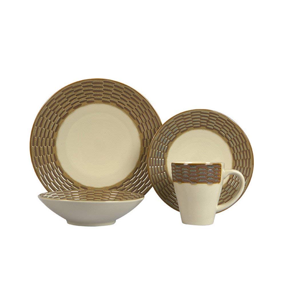 Premium Ceramic Dinnerware Set - 12-Piece Western Steak Plates, Pasta Bowls, Soup Bowls & Salad Dishes for Home Dining | Elegant Brown Tableware for Restaurants, Dinner Parties & Everyday Meals