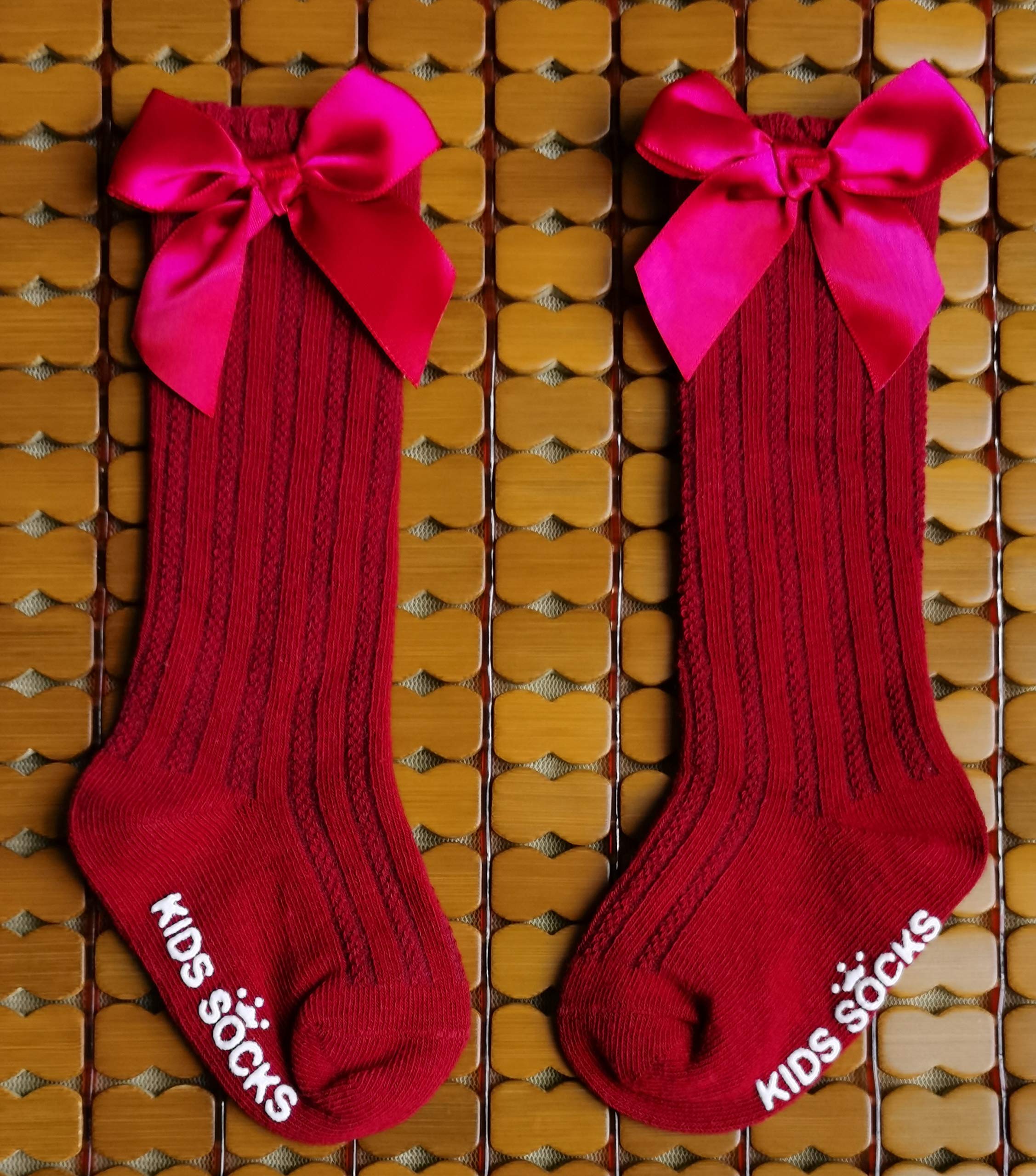 QandSweet Baby Girl Knee-High Socks with Bows - Non-Slip Toddler & Infant Stockings for Newborns - Perfect for Dress-Up, Photo Shoots & Everyday Comfort