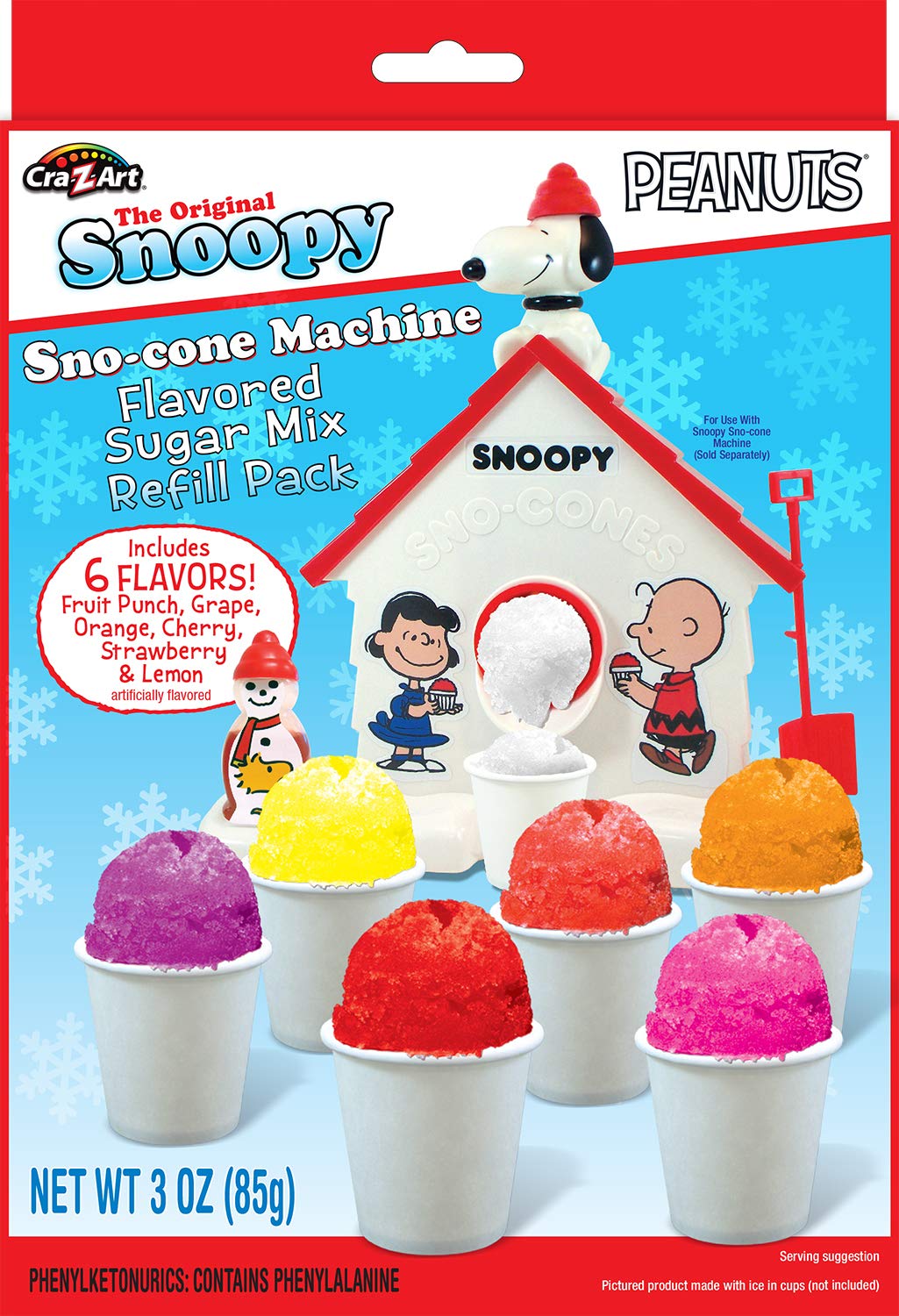 Snoopy Snow Cone Maker Refill Pack - 3 oz (85g) | Fun & Easy Homemade Snow Cones for Kids & Parties | Summer Treats, Backyard BBQs, and Family Gatherings