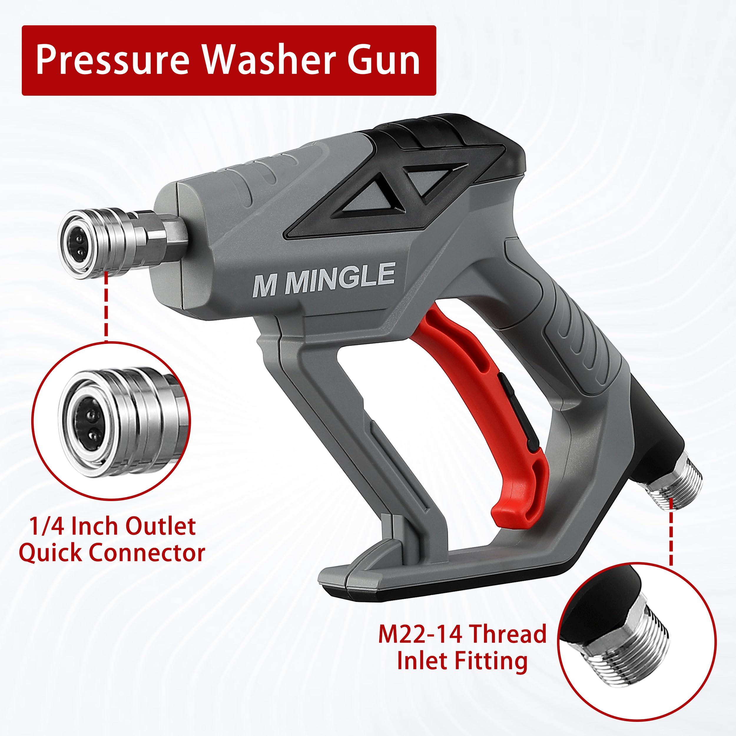 **M MINGLE 4000 PSI High Pressure Washer Gun & Snow Foam Lance - Car Wash Foam Blaster with 1/4