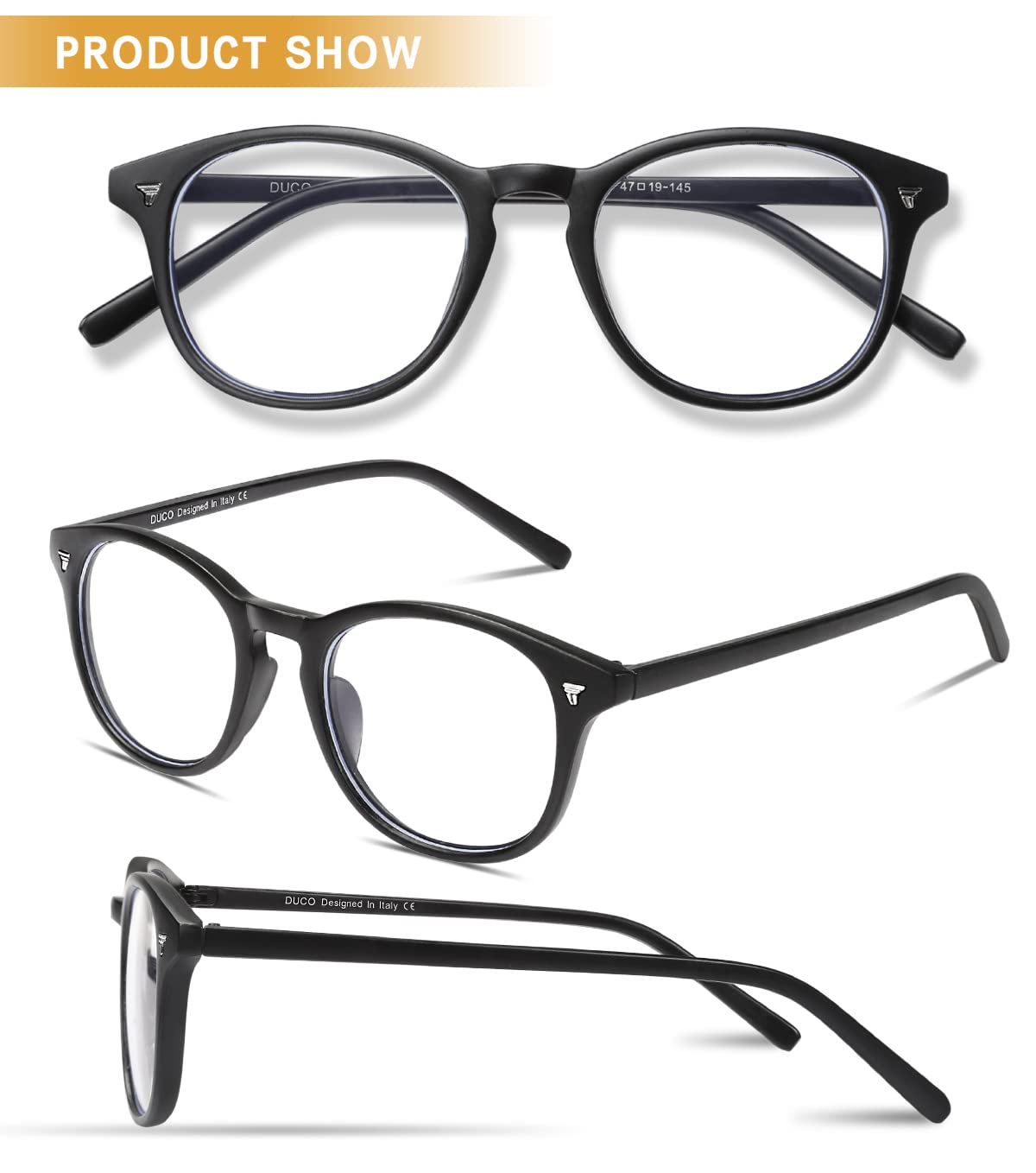 Blue Light Blocking Glasses for Computer & Reading - UV Protection Anti Eye Strain Glasses (DC5206) - Perfect for Office Work, Gaming & Screen Time