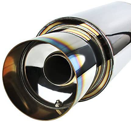 ASA T Muffler with Silencer - 4 Inch Stainless Steel Flat Exhaust Tip - Perfect for Car, Truck & Motorcycle Performance Upgrades
