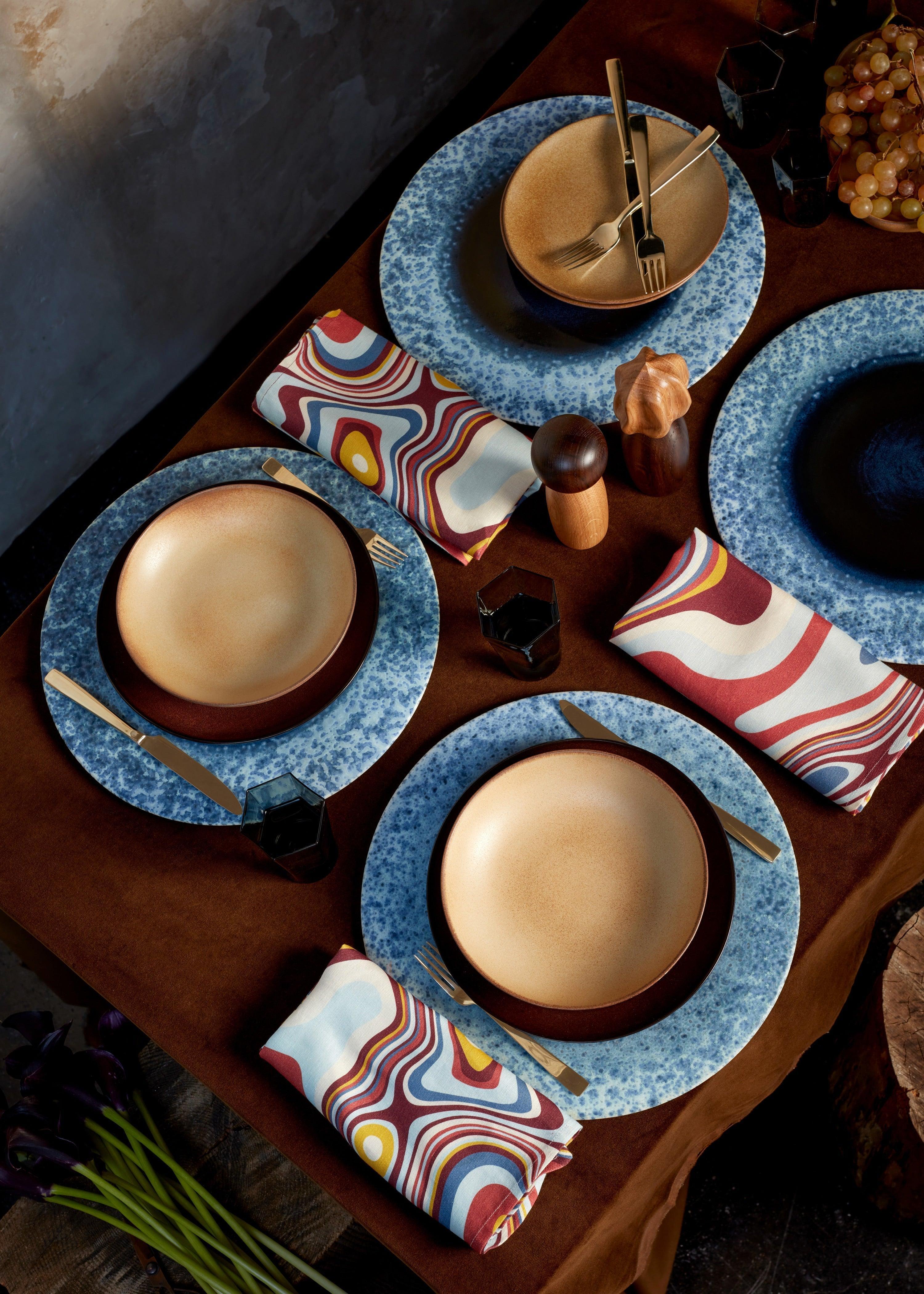 Handmade Terra Cotta Platter & Charger Plate - Natural Indigo Blue - Perfect for Farmhouse Dining, Charcuterie Boards & Boho Table Decor
