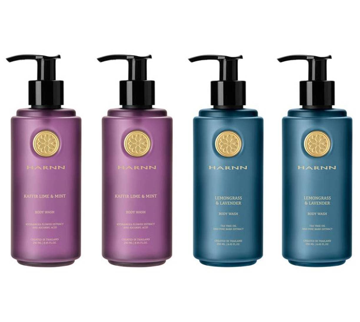 HARNN Kaffir Lime & Lemongrass Body Wash Set - Refreshing Natural Body Cleanser for Dry & Sensitive Skin - Perfect for Spa, Bath & Relaxation at Home
