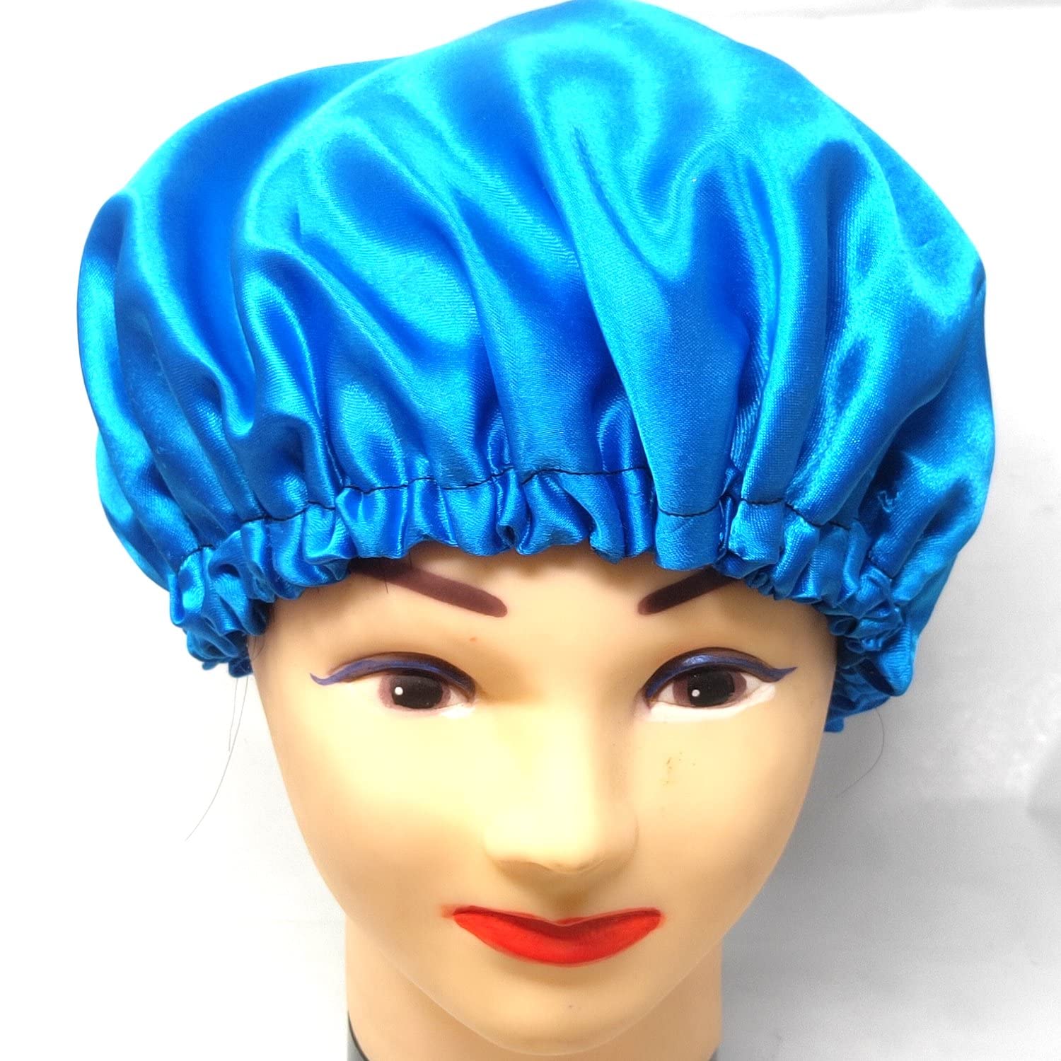Anokhi Ada Dual Layer Satin Bonnet for Girls & Women - Navy Blue Hair Bonnet for Sleeping, Protective Silk Bonnet for Curly & Natural Hair - 36-02 (Great for Nighttime & Travel)