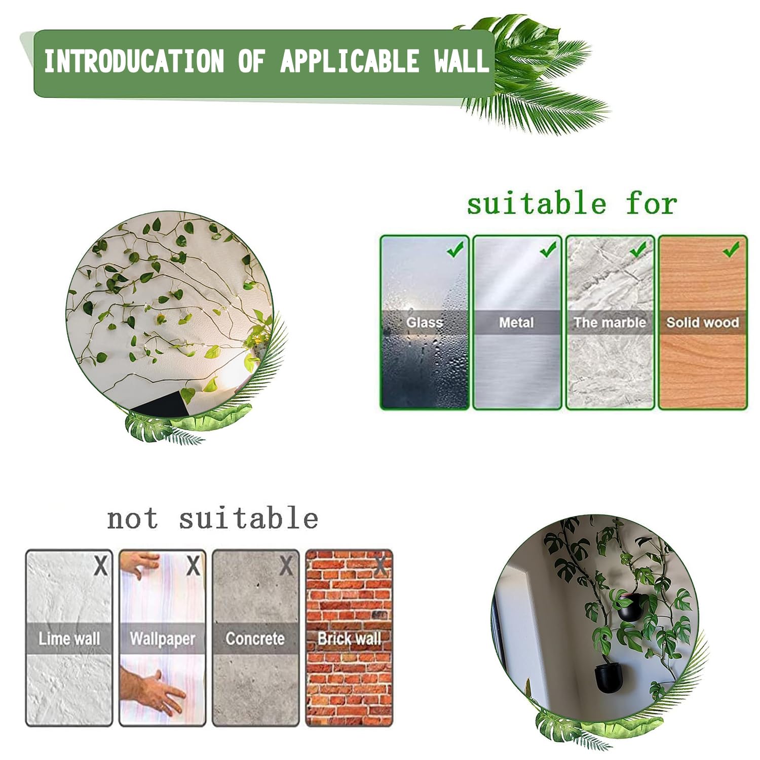 100Pcs Green Plant Climbing Wall Fixture Clips - Invisible Self-Adhesive Vines Fixing Clips for Indoor/Outdoor Plants & Cable Management - Perfect for Garden Decor, Wall Climbing Plants & Wire Organization