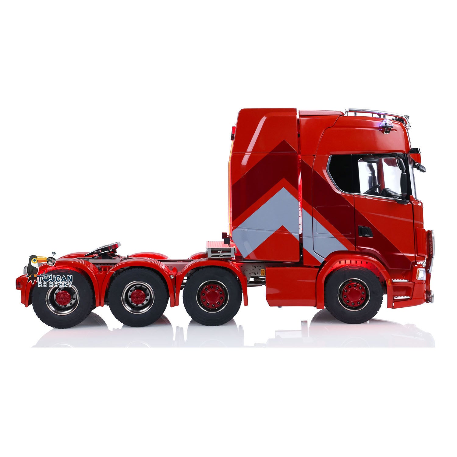 1/14 Scale RC Tractor Truck 770S 8x8 - Metal Chassis Remote Control Lorry with Lock Differential, 3-Speed Transmission, Cab Suspension & Smoke Effect - ST8 Battery Included - Perfect for Off-Road Adventures & Construction Site Play