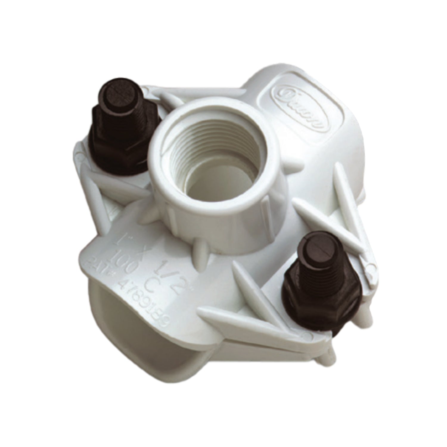 Dawn 100D Plastic Saddle Tee 1 X 3/4 Female Thread Fitting - High-Quality PVC Pipe Connector for Plumbing, Irrigation & DIY Projects