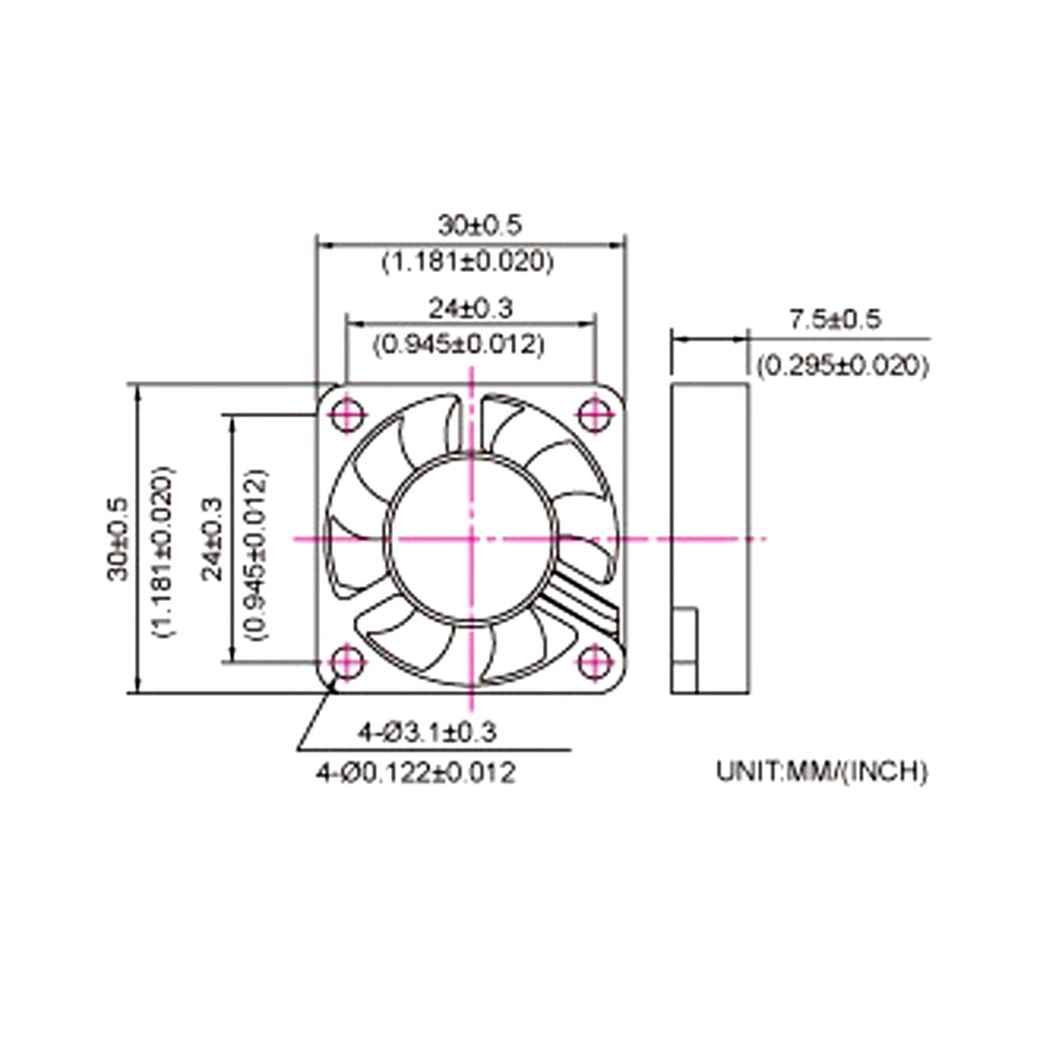 Evercool 30x30x7mm 5V DC Cooling Fan - Medium Speed with 3-Pin Connector for PC Case, Electronics Cooling, and DIY Projects
