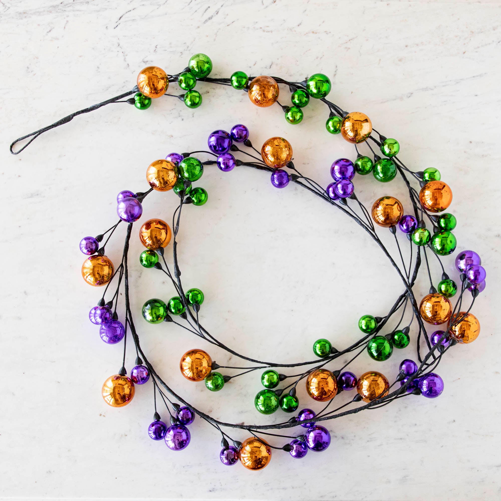 58ft Halloween Ball Garland Decorations - Orange & Black Party Supplies for Spooky Home, Porch, and Outdoor Halloween Decor