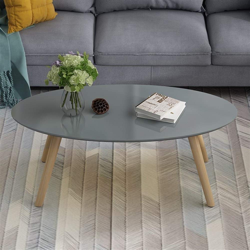 Zhangmeiren Small Oval Coffee Table for Apartment Living Room - Simple Painted Mini Coffee Table in Gray (Size M) - Perfect for Compact Spaces, Studio Apartments & Cozy Home Decor