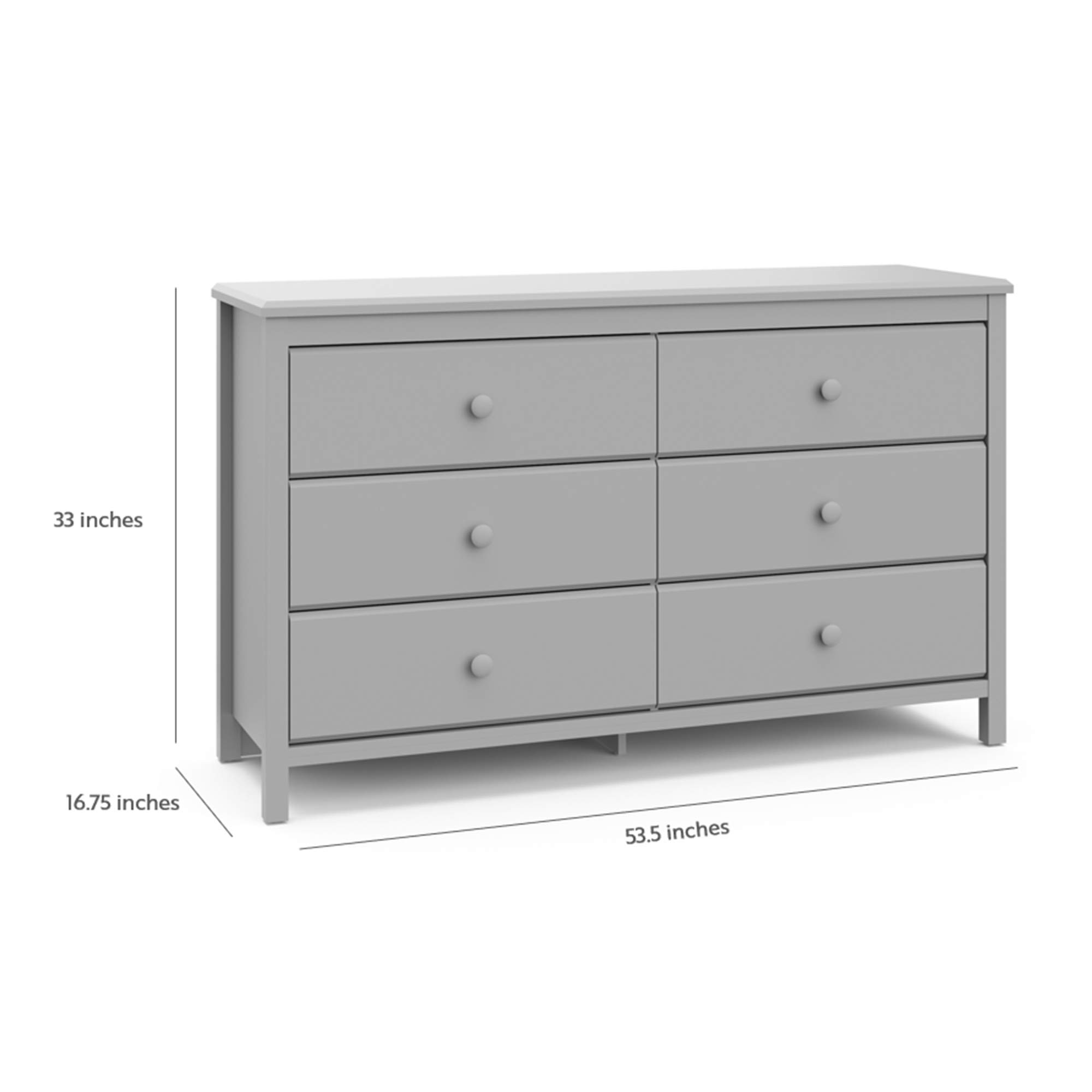 Storkcraft Alpine 6-Drawer Double Dresser in Pebble Gray - GREENGUARD Gold Certified Nursery Dresser for Kids | Baby Room Storage Organizer & Bedroom Chest of Drawers | Perfect for Toddler Bedroom Organization and Baby Clothes Storage