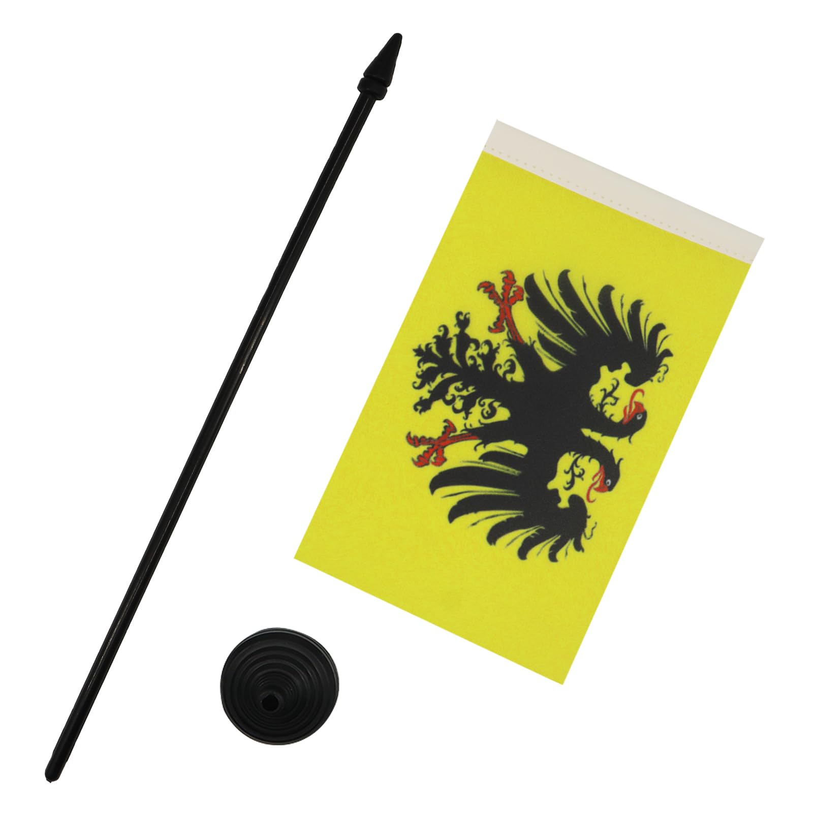 Holy Roman Empire 962-1806 Mini Desk Flag 4x6 Inches - Germany Kingdom Small Table Flag 15x10 cm with Black Plastic Stick & Base - AZ FLAG - Perfect for History Enthusiasts, Office Decor, and Collectors
