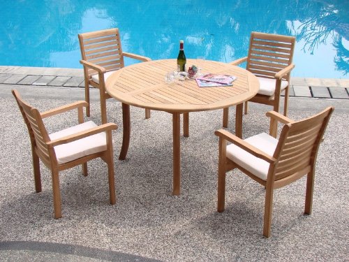 Premium 5-Piece Teak Wood Outdoor Dining Set - 52