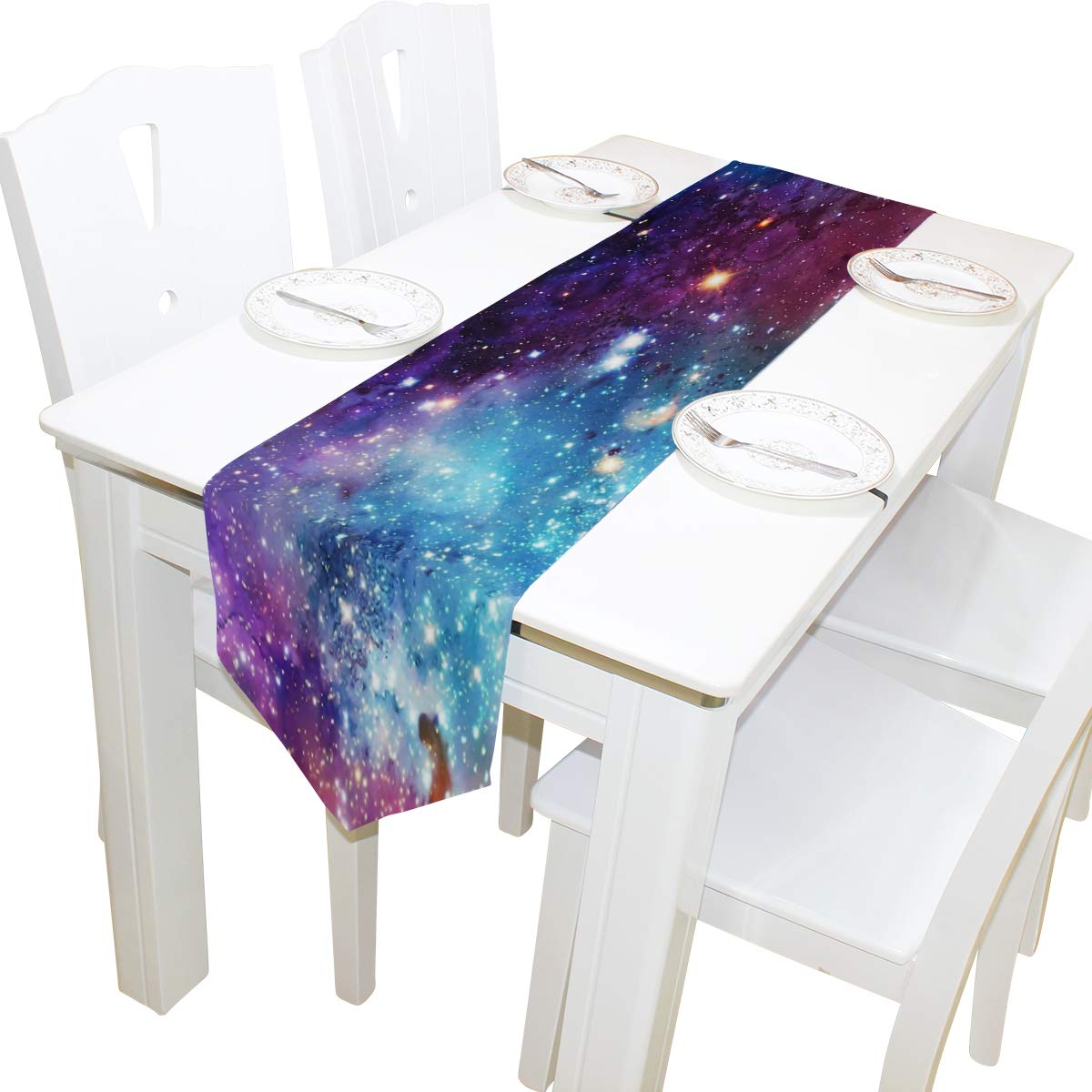 OPRINT Abstract Space Galaxy Table Runner - Colorful Nebula Polyester Table Mat for Wedding, Party & Home Decor (13x90 inches) - Perfect for Dining Tables, Coffee Tables & Event Centerpieces