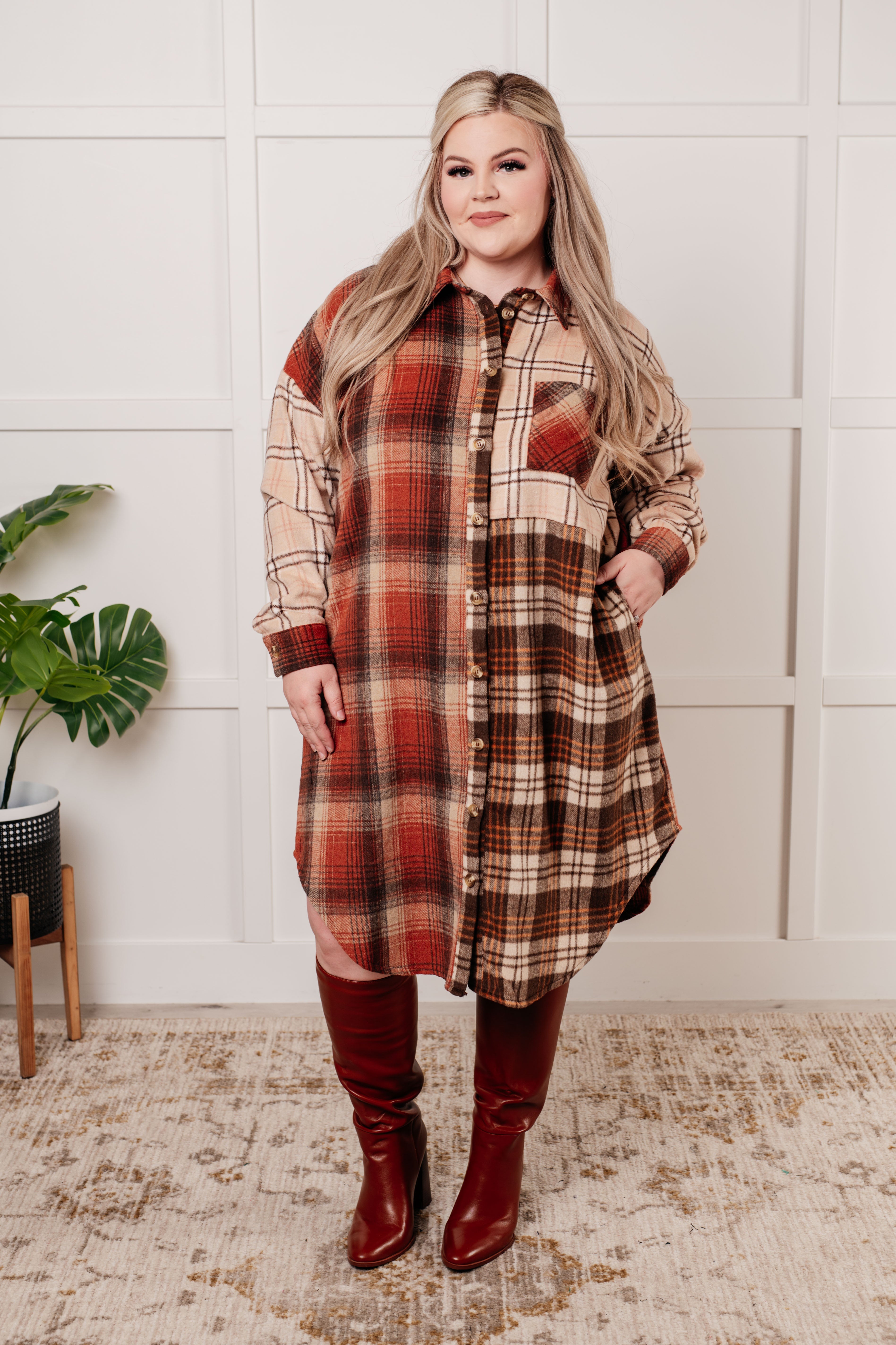 Cozy Cabin Fever Flannel Plaid Oversized Shacket for Women - Warm Winter Layering Jacket for Outdoor Adventures & Casual Streetwear