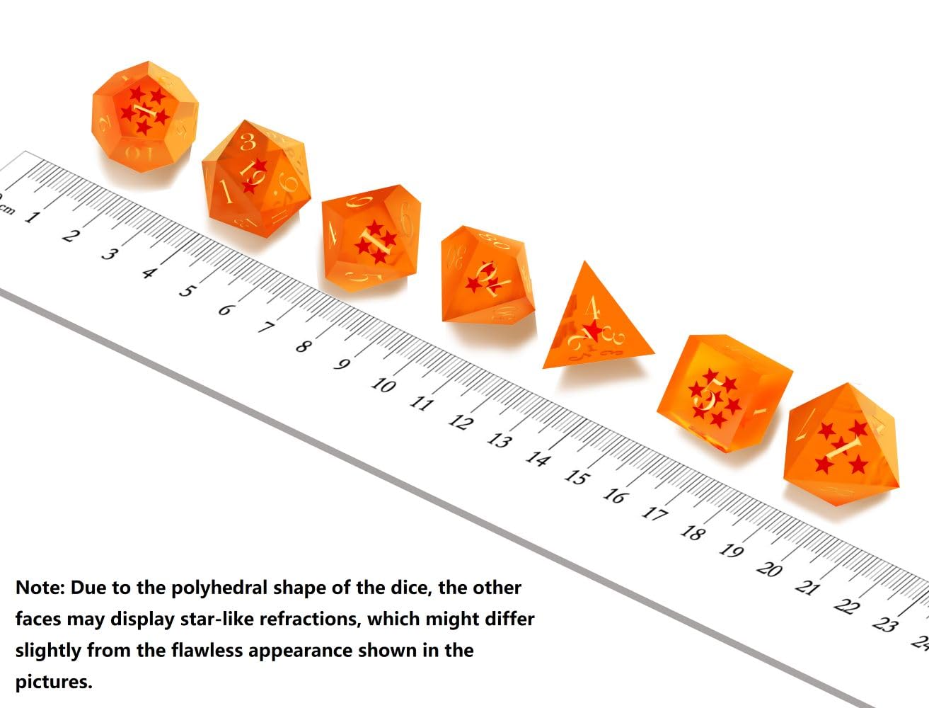 Dragon Stars DND Dice Set - 7Pcs Sharp Edge Resin Polyhedral Dice for Dungeons & Dragons, D&D RPG Gaming (D20, D12, D10, D8, D6, D4) - Orange | Perfect for Tabletop Role-Playing Games, D&D Campaigns & Collectors
