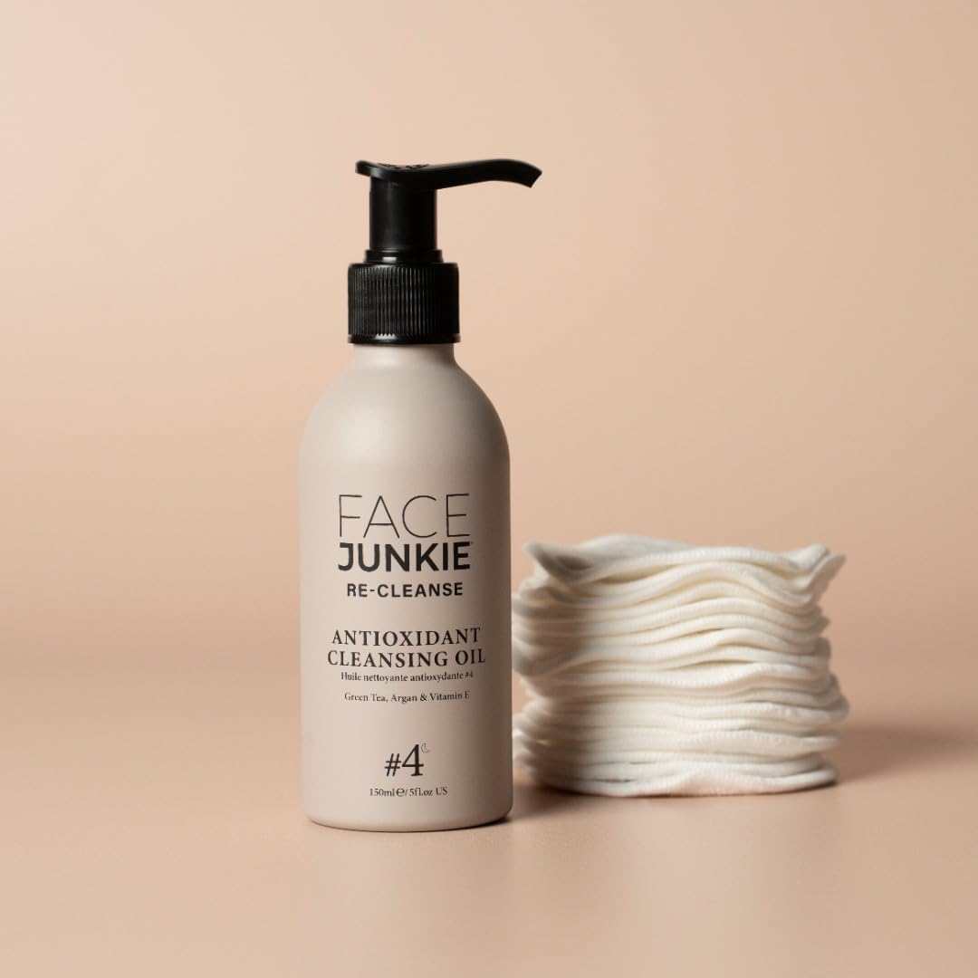 Face Junkie Skincare Set - Jade Roller & Reusable Bamboo Face Pads with Headband | Natural Facial Massage Tools for Glowing Skin | Perfect for At-Home Spa & Self-Care Routine