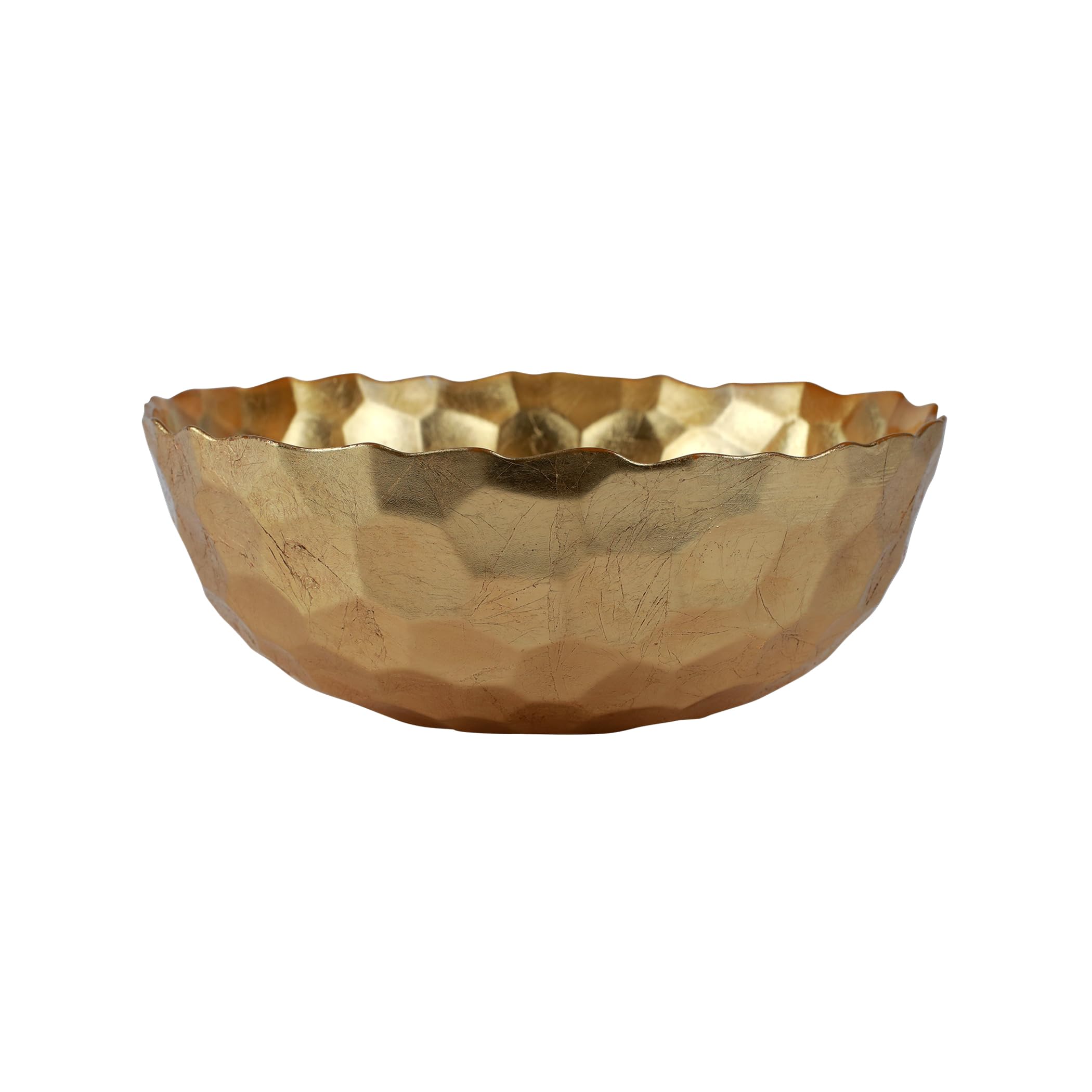 Vietri Rufolo Glass Gold Honeycomb Large Bowl - Decorative Serving Dish for Fruit, Candy, Nuts | Elegant Centerpiece for Dining Table, Kitchen Counter, Office Desk