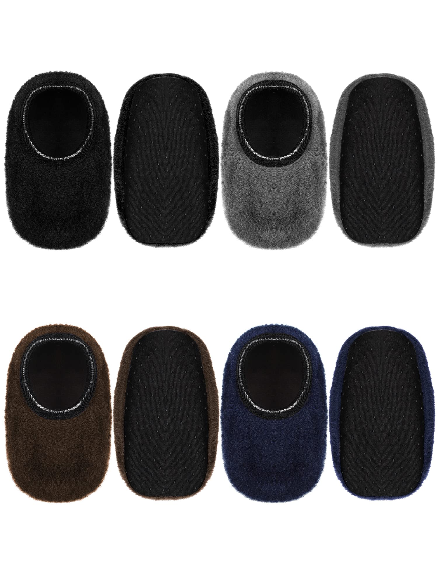 SATINIOR 4 Pairs Kids Non-Slip Slipper Socks - Coral Velvet Warm Ankle Socks for Toddlers & Children | Cozy Indoor & Outdoor Wear for Playtime, School & Home