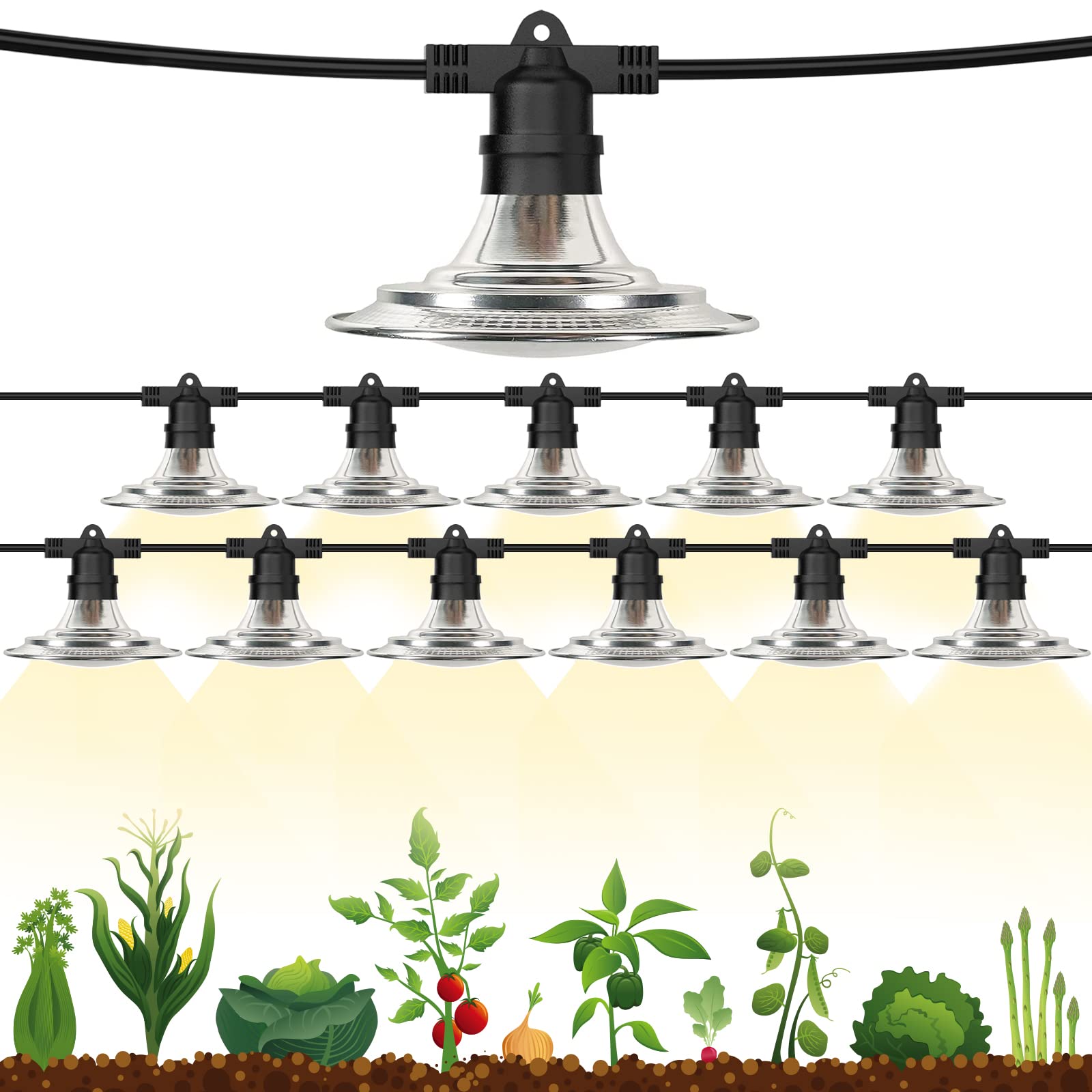 Espird 12-Bulb Full Spectrum LED Grow Light for Greenhouse - Waterproof Plant Growing Lamp for Seedlings, Vegetables & Flowers | Indoor/Outdoor Hydroponics, Vertical Farming & Home Gardening
